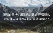 蘑菇tv日常使用笔记：分类是否清晰，对查找内容是否友好，蘑菇分辨app