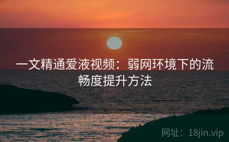 一文精通爱液视频：弱网环境下的流畅度提升方法  第2张