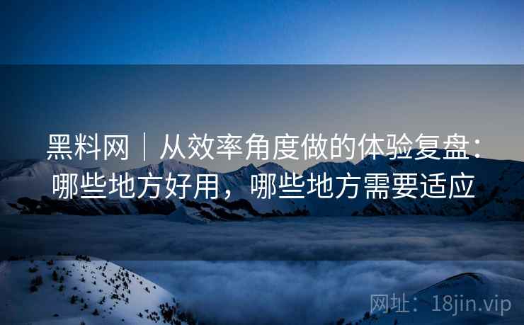 黑料网｜从效率角度做的体验复盘：哪些地方好用，哪些地方需要适应  第2张